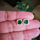 Green Emerald Princess cut Stud Earrings  customdiamjewel   