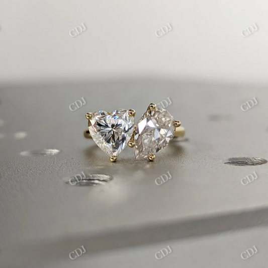 1.5CT Double Stone Moissanite Engagement Ring  customdiamjewel 10KT Yellow Gold VVS-EF