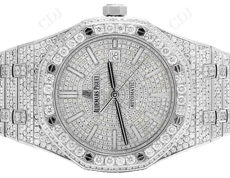 Stainless Steel Luxury AP Fully Diamond Watch (22.5 CTW)