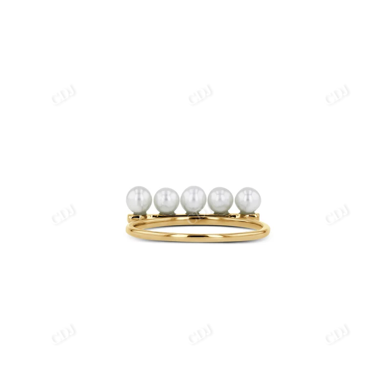 0.05CTW Genuine Diamond and Pearl Bar Ring  customdiamjewel   