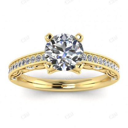 White Gold Channel Set Moissanite Ring Half Eternity Vintage Ring