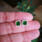 Green Emerald Princess cut Stud Earrings  customdiamjewel   