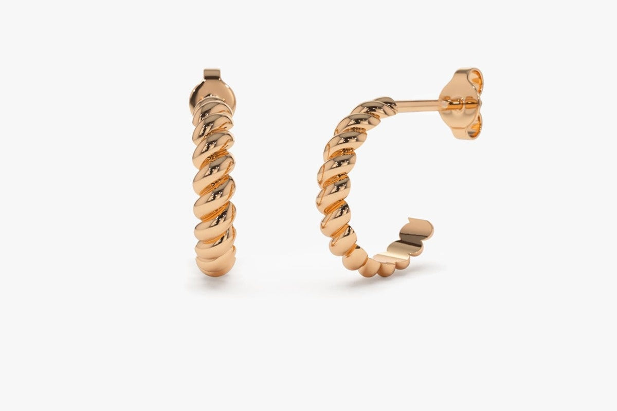 Gold Twisted Rope Hoop Earrings  customdiamjewel   