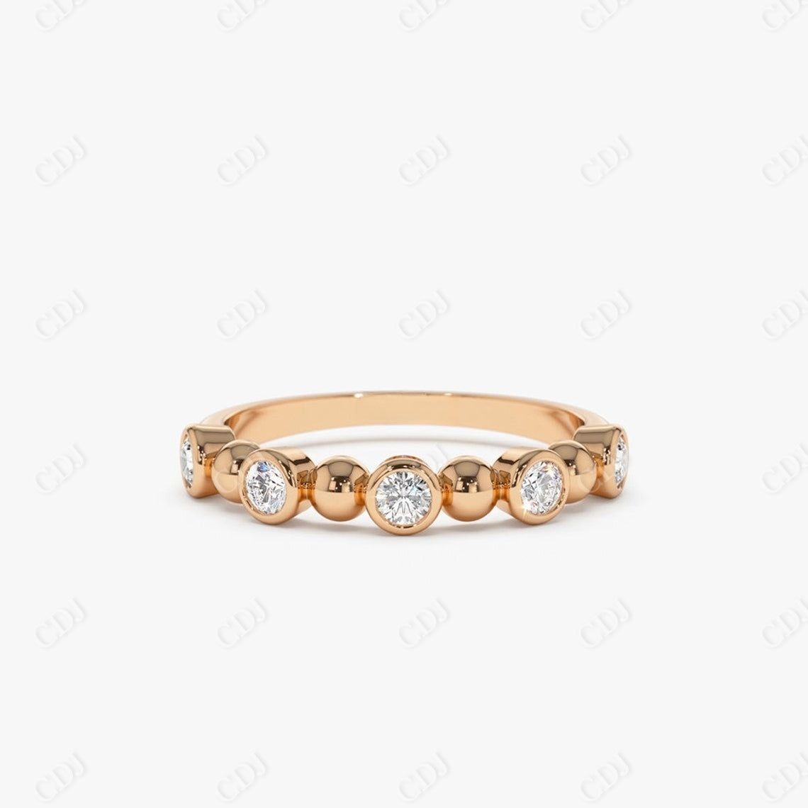0.50CTW Round Lab Grown Diamond Bezel Setting Wedding Band  customdiamjewel 10KT Rose Gold VVS-EF
