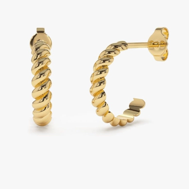 Gold Twisted Rope Hoop Earrings  customdiamjewel   