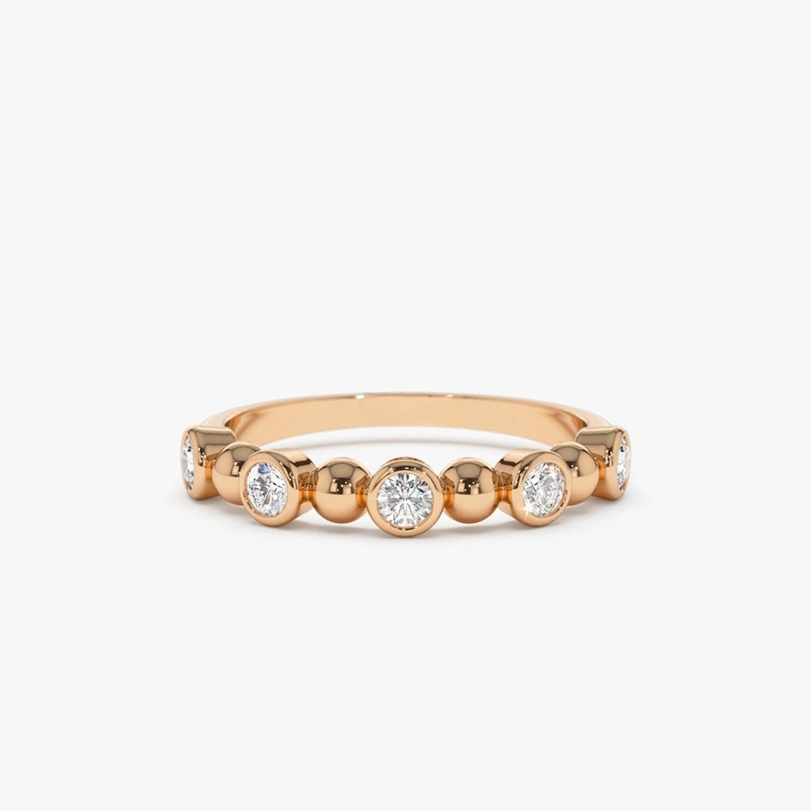 0.50CTW Natural Diamond Wedding Band Round Diamond Bezel Setting  customdiamjewel 10KT Rose Gold VVS-EF