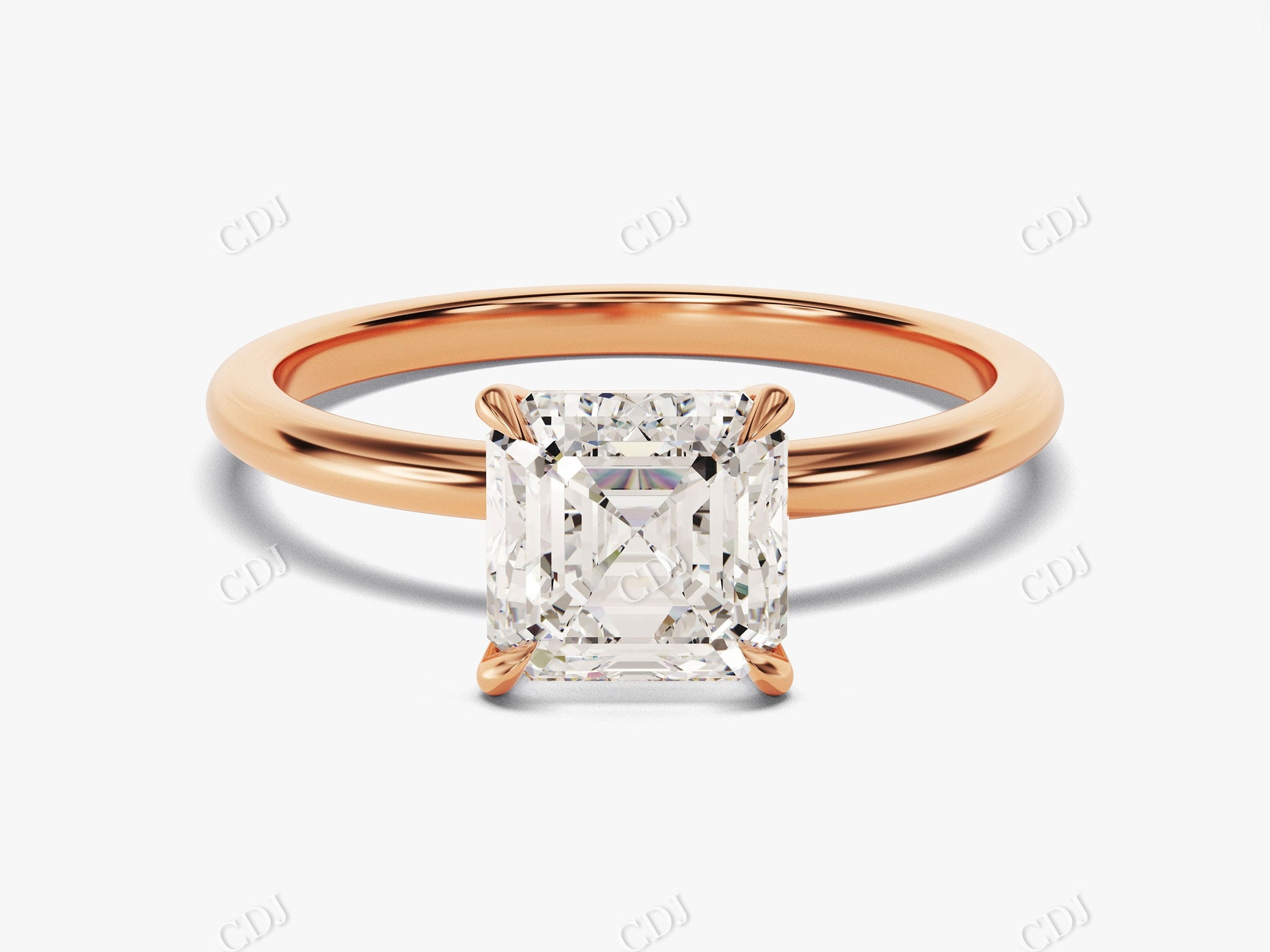 Asscher Cut Solitaire Moissanite Engagement Ring  customdiamjewel 10KT Rose Gold VVS-EF