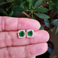 Green Emerald Princess cut Stud Earrings  customdiamjewel   