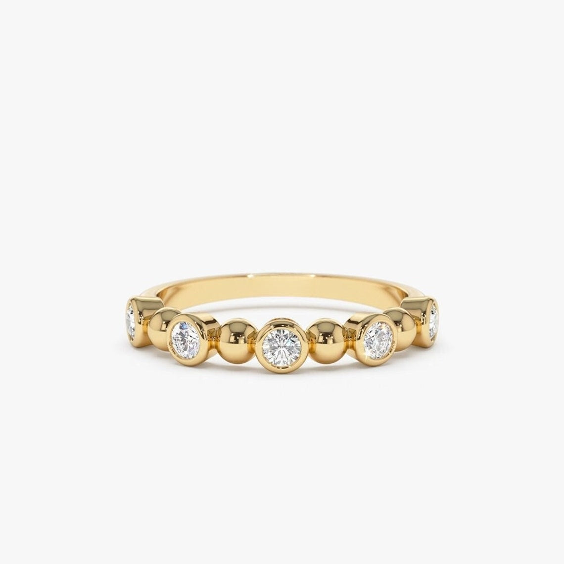 0.50CTW Natural Diamond Wedding Band Round Diamond Bezel Setting  customdiamjewel 10KT Yellow Gold VVS-EF