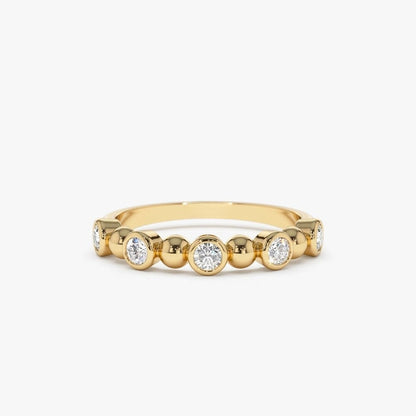 0.50CTW Natural Diamond Wedding Band Round Diamond Bezel Setting  customdiamjewel 10KT Yellow Gold VVS-EF