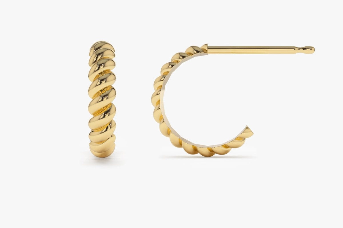 Gold Twisted Rope Hoop Earrings  customdiamjewel   