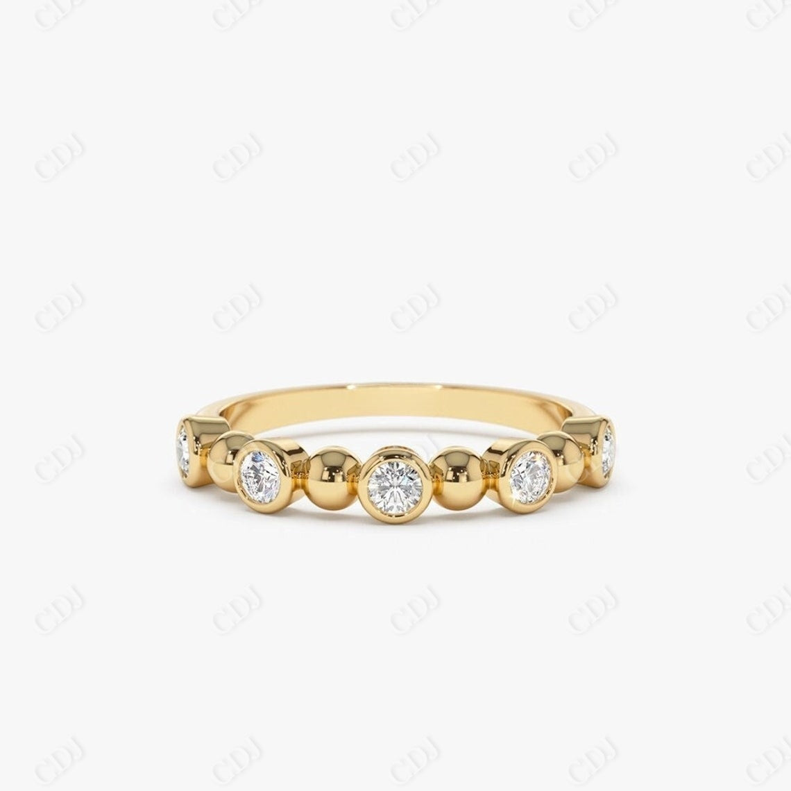 0.50CTW Round Lab Grown Diamond Bezel Setting Wedding Band  customdiamjewel 10KT Yellow Gold VVS-EF