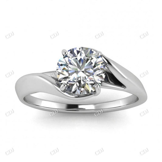Round Moissanite Swirl Bypass Engagement Ring  customdiamjewel 10KT White Gold VVS-EF
