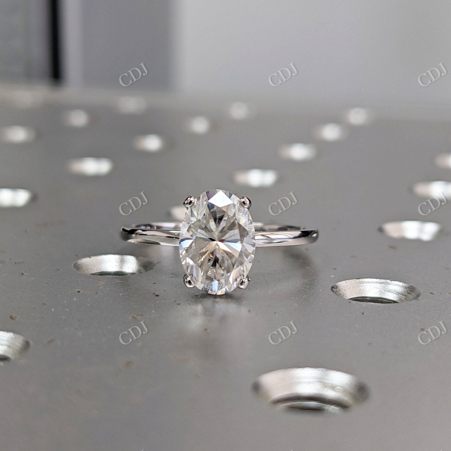 2.60CTW Crushed Ice Oval Cut Moissanite Ring