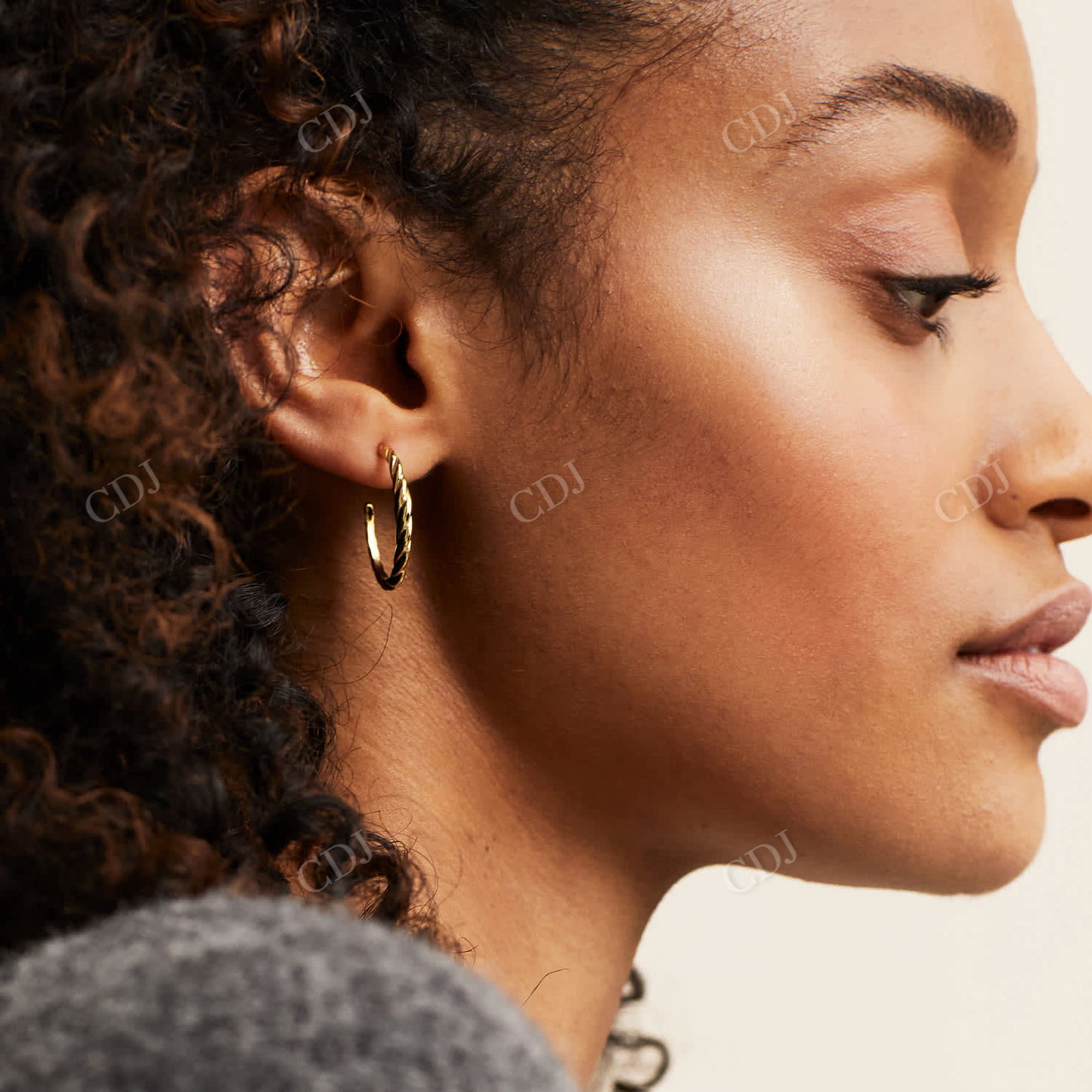 Thin Croissant Dome Hoops Earrings
