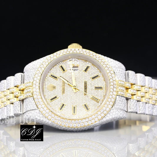 VVS Moissanite Two Tone Custom Rolex Watch customdiamjewel