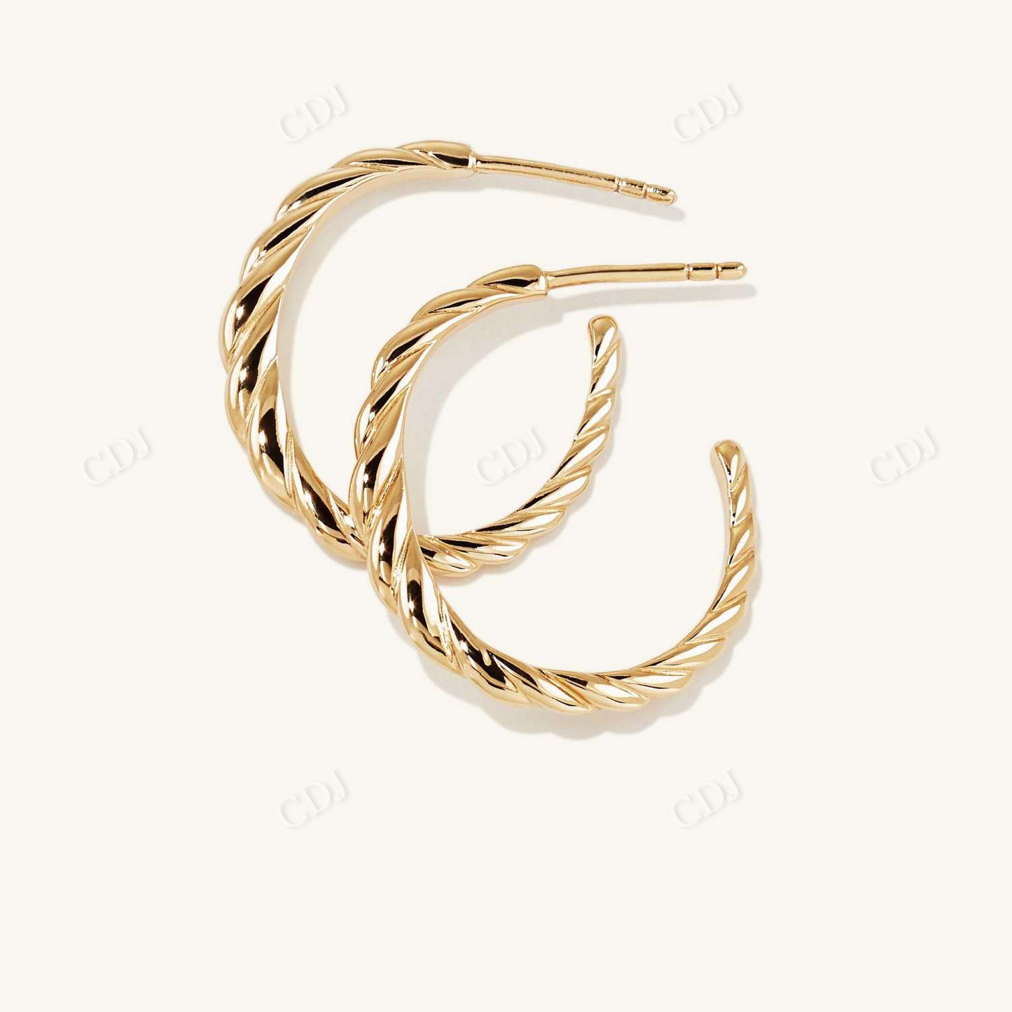 Thin Croissant Dome Hoops Earrings