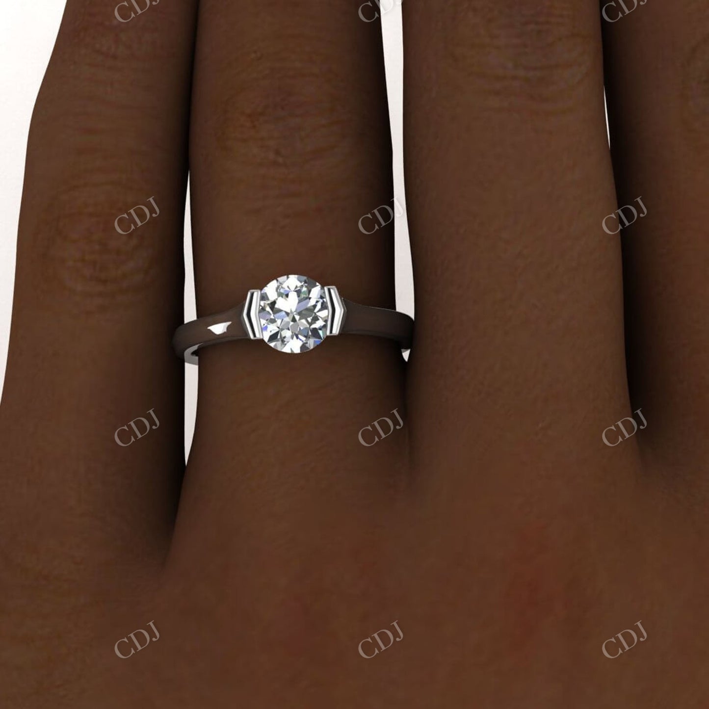 14K White Gold Knife Edged Shank Solitaire Engagement Ring