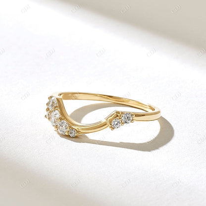 0.25CTW Round Cut Lab Grown Diamond Curved Wedding ring