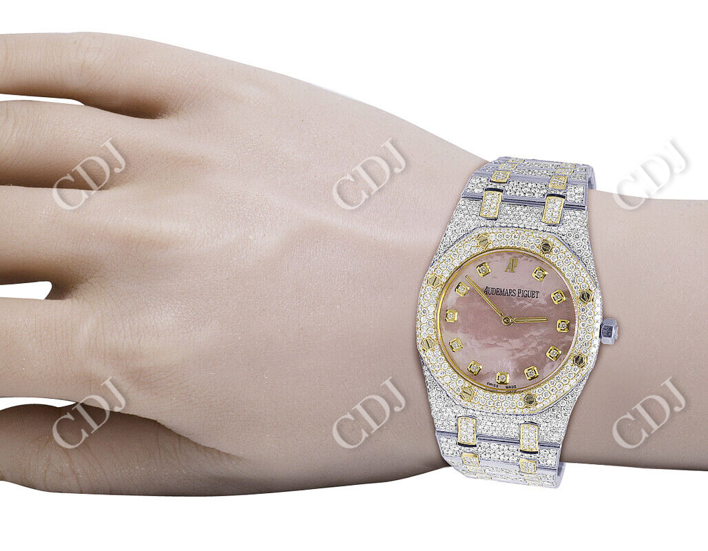 Audemars Piguet Stainless Steel Pink Dial Diamond Watch (12.5 CTW)