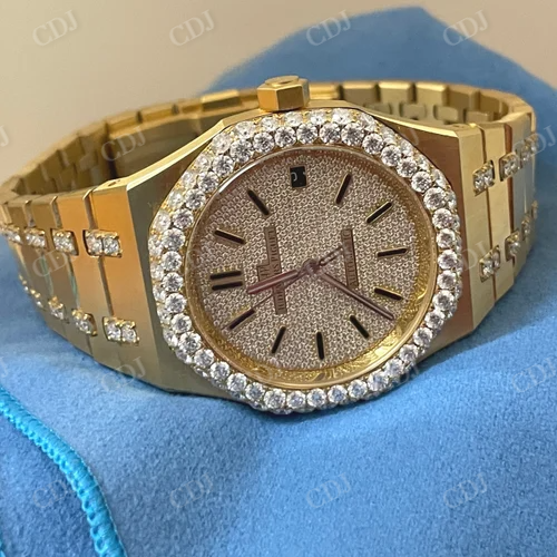 Full Yellow AP Moissanite Set Wrist Watch customdiamjewel
