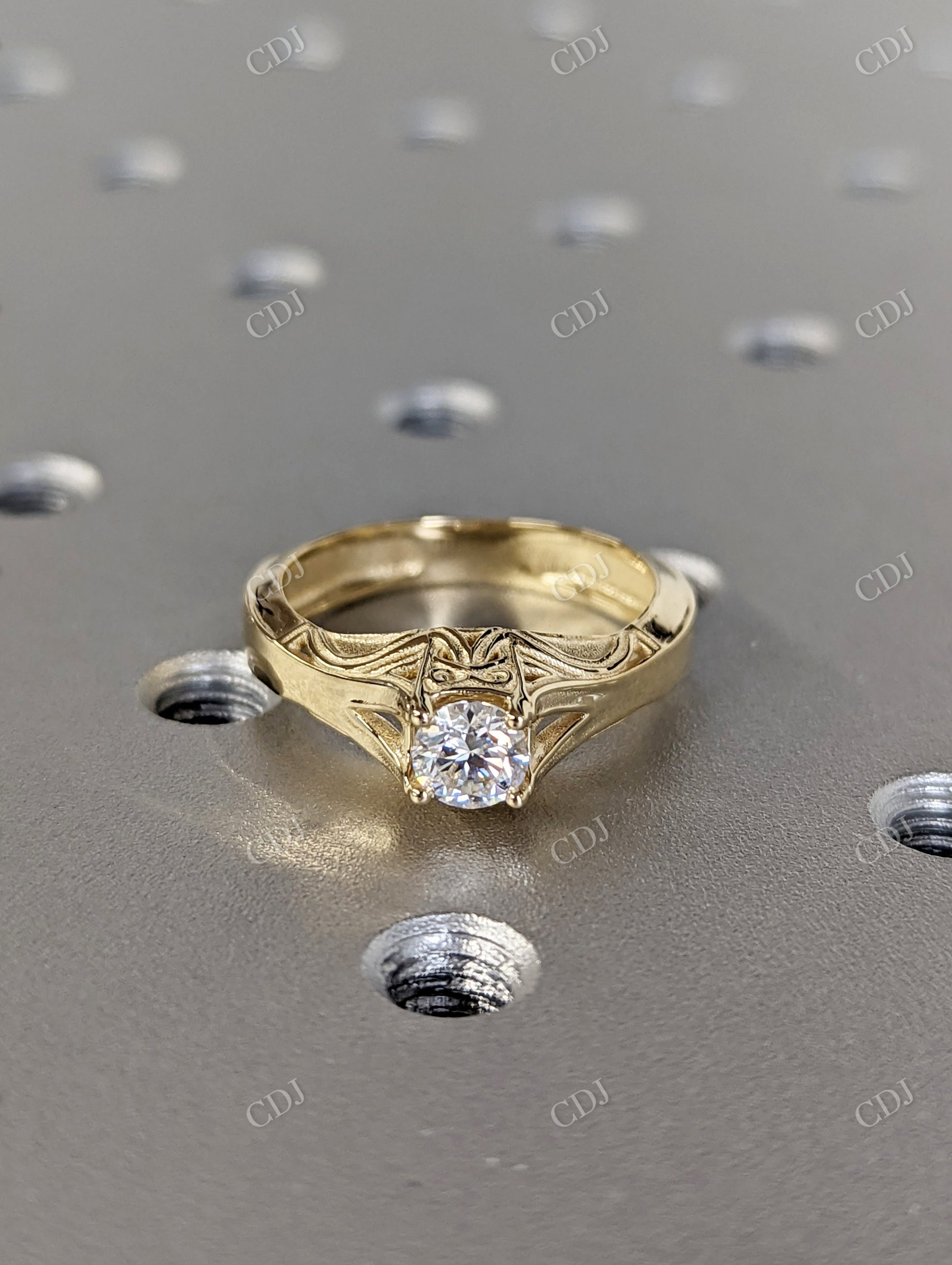0.50CT Round Moissanite Vintage Filigree Engagement Ring  customdiamjewel   