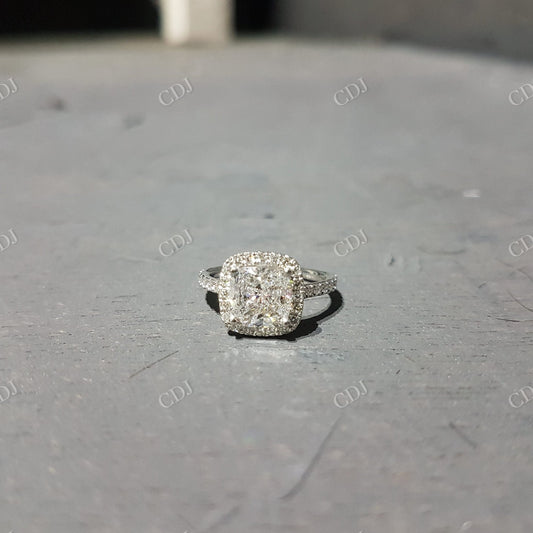 2.25CTW Cushion Cut Halo Moissanite Engagement Ring  customdiamjewel 10KT White Gold VVS-EF