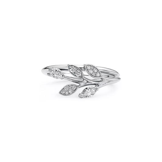 0.24 CTW Art Deco Leaf Style Natural Diamond Ring  customdiamjewel 10KT White Gold VVS-EF