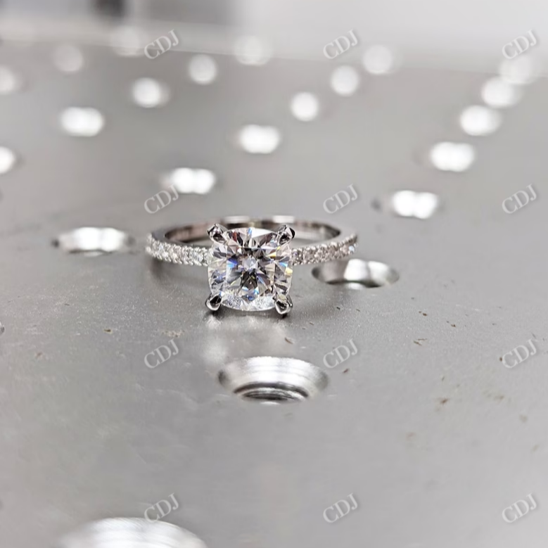 1.5CT Cushion Cut Moissanite Engagement Ring  customdiamjewel 10KT White Gold VVS-EF