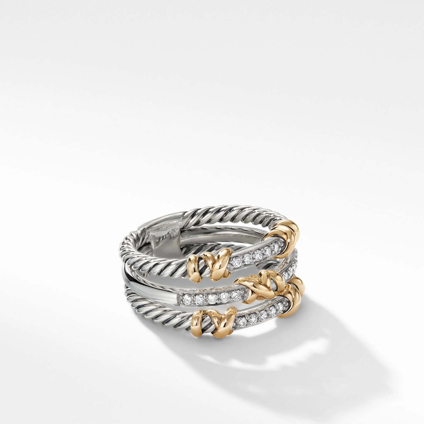 0.21 CTW Three Row Natural Diamond Two Tone Wedding Band  customdiamjewel   