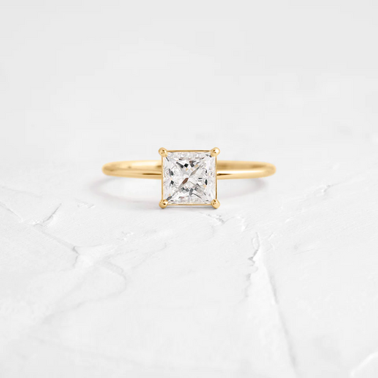 Princess Cut Moissanite Solitaire Diamond Wedding Ring  customdiamjewel 10KT Yellow Gold VVS-EF