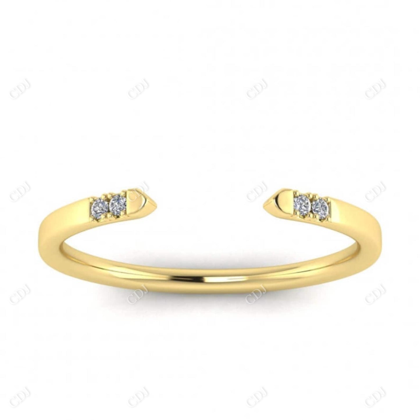 0.05CTW Round Lab Grown Diamond Cuff Wedding Band  customdiamjewel 10KT Yellow Gold VVS-EF