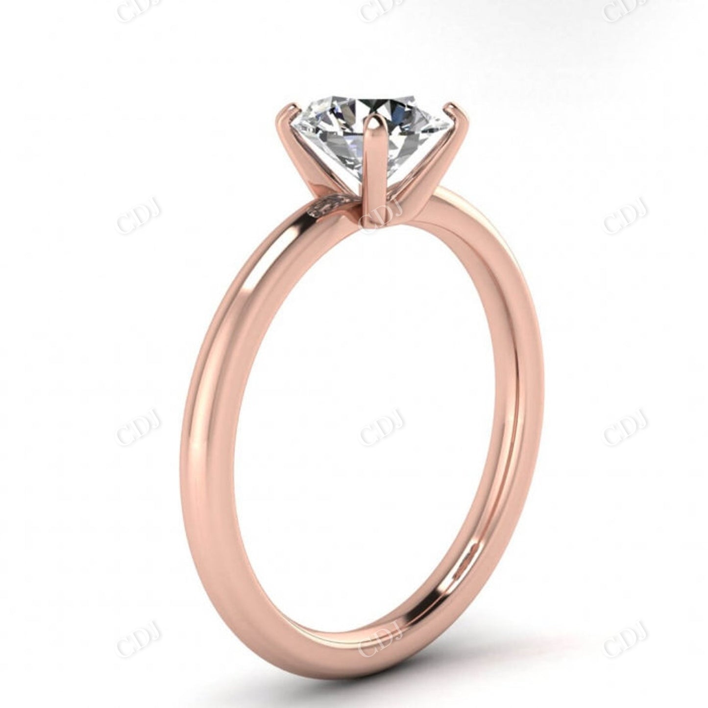 Round Cut Moissanite 14K Rose Gold Solitaire Engagement Ring  customdiamjewel   
