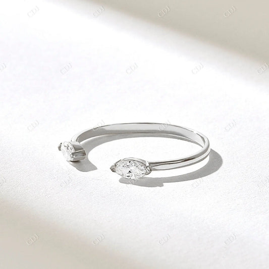 0.18CTW Marquise Lab Grown Diamond Open Ring  customdiamjewel 10KT White Gold VVS-EF