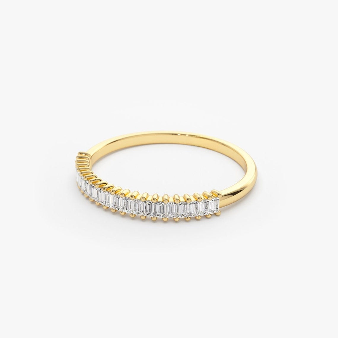 0.22CTW Baguette Cut Natural Diamond Stackable Wedding Band  customdiamjewel   