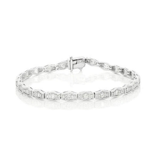 Lab Grown Diamond Angled Hex Link Bracelet  customdiamjewel   