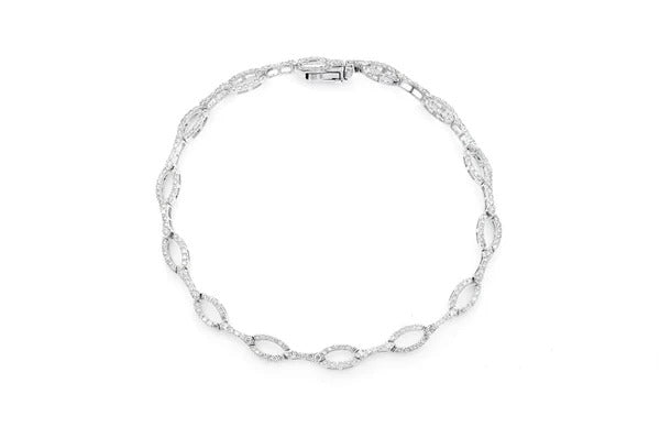 Sterling Silver Diamond Oval Line Link Bracelet  customdiamjewel   