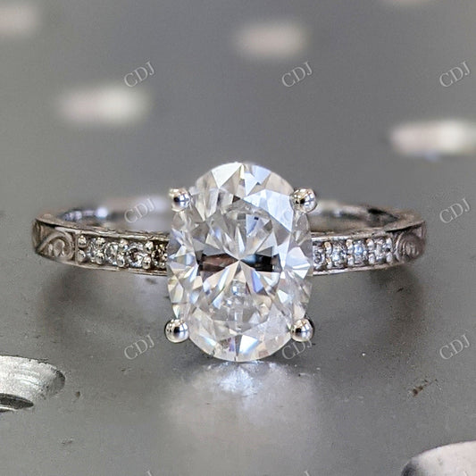1.56CTW Round Moissanite Vintage Style Engagement Ring  customdiamjewel 10KT White Gold VVS-EF