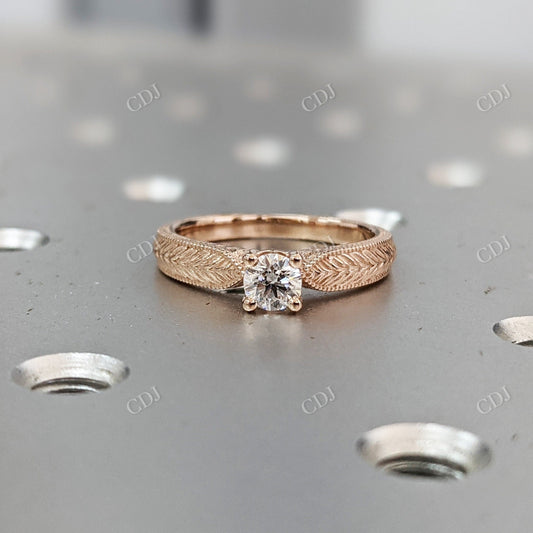 0.50CTW Round Moissanite Vintage Style Filigree Milgrain Ring  customdiamjewel 10KT Rose Gold VVS-EF