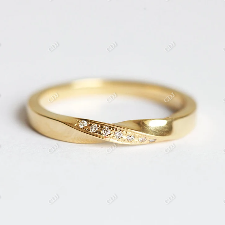 3mm Round Natural Diamond Twisted Wedding Band  customdiamjewel 10KT Yellow Gold VVS-EF