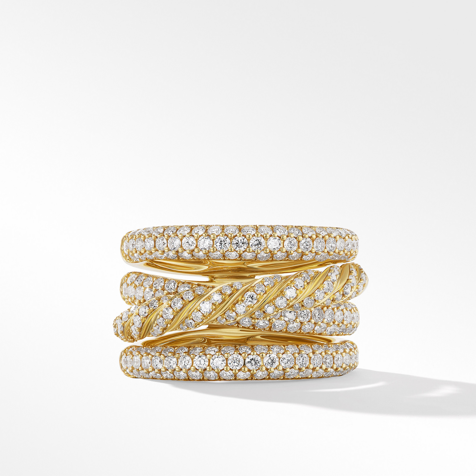 Round Lab Grown Diamond Four Row Wedding Band  customdiamjewel 10KT Yellow Gold VVS-EF