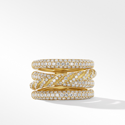 Round Lab Grown Diamond Four Row Wedding Band  customdiamjewel 10KT Yellow Gold VVS-EF