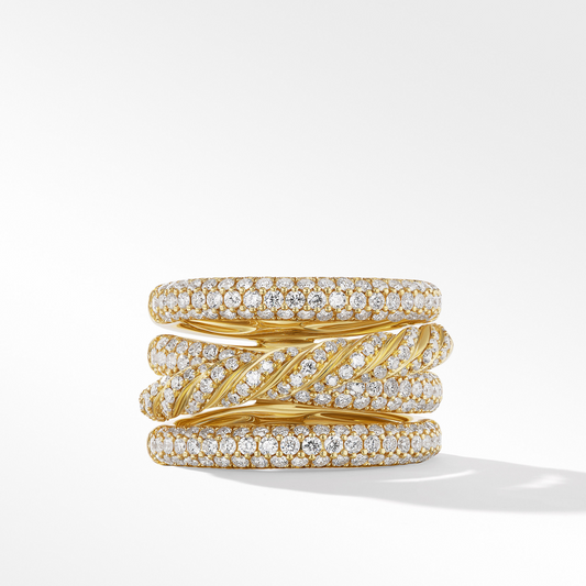 Round Lab Grown Diamond Four Row Wedding Band  customdiamjewel 10KT Yellow Gold VVS-EF