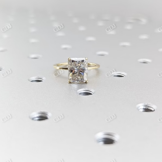2.5CT Radiant Cut Moissanite Hidden Halo Ring  customdiamjewel 10KT Yellow Gold VVS-EF