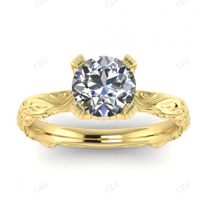 Antique Cathedral Setting Vintage Style Moissanite Ring
