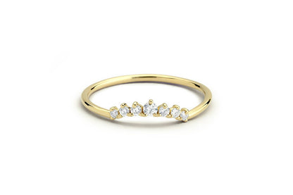 0.15CTW Natural Diamond Curved Shaped Wishbone Band  customdiamjewel 10KT Yellow Gold VVS-EF