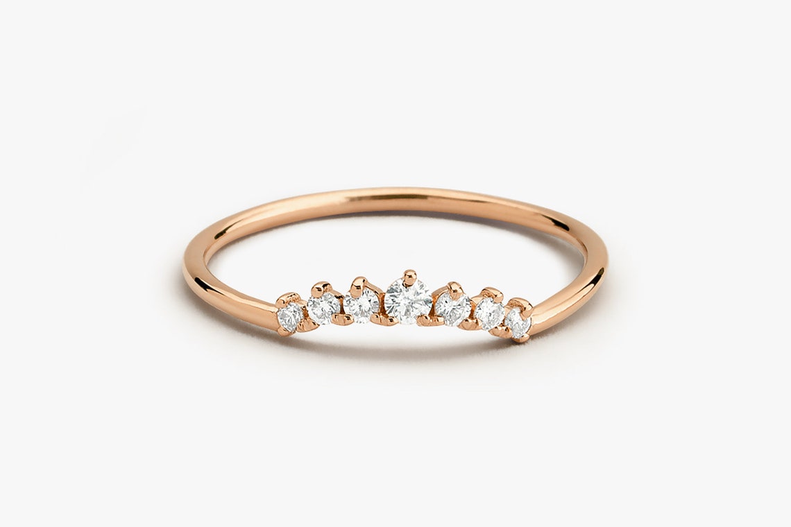 0.15CTW Natural Diamond Curved Shaped Wishbone Band  customdiamjewel 10KT Rose Gold VVS-EF