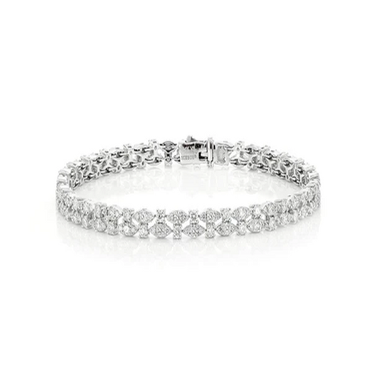Two Line White Gold Diamond Bracelet  customdiamjewel   