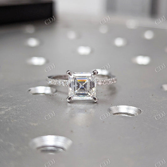 1.65CTW Asscher Cut Moissanite Engagement Ring  customdiamjewel 10KT White Gold VVS-EF