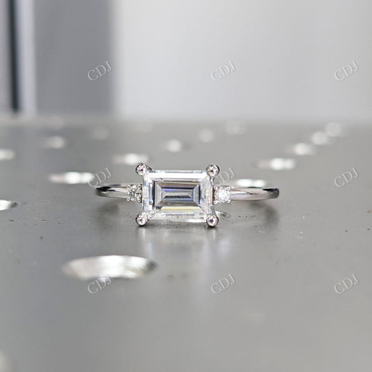1.50CTW East West Emerald Cut Moissanite Ring  customdiamjewel 10KT White Gold VVS-EF